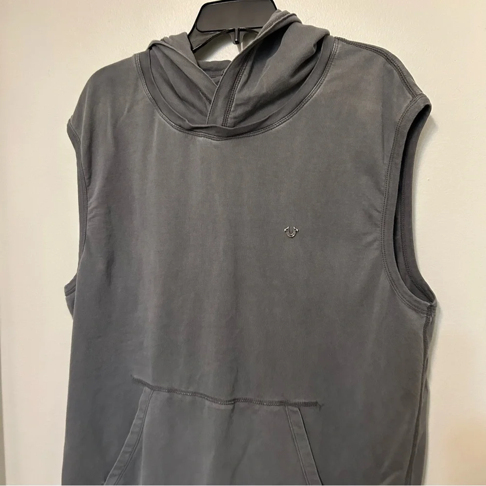 TRUE RELIGION Sleevless Hoodie Men’s Size XXXL 3XL MSRP $128 Gray Grey